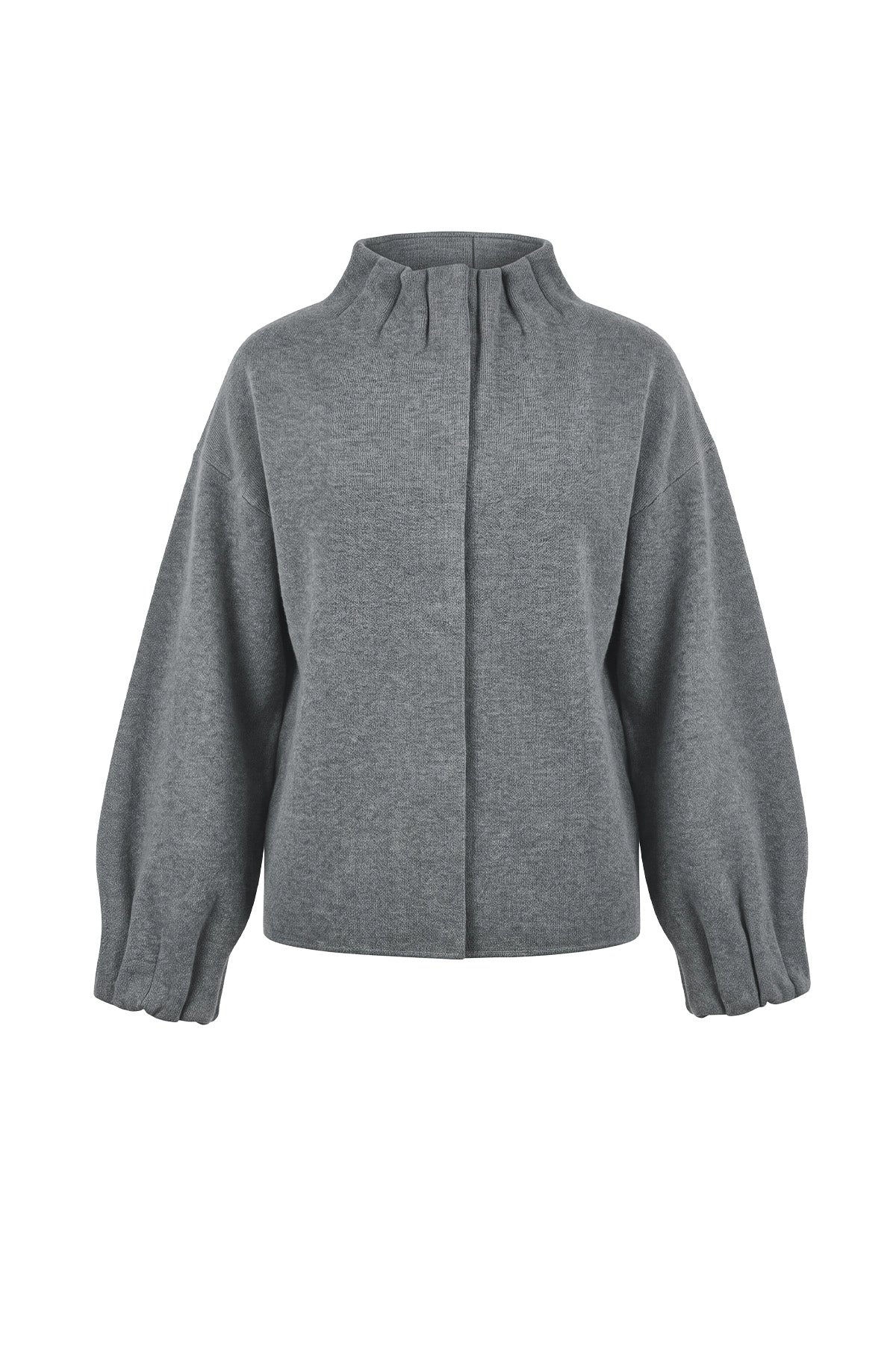 Womens Grey Mock Neck Sweater Cardigan | CicyBell
