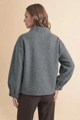 Womens Grey Mock Neck Sweater Cardigan | CicyBell