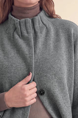 Womens Grey Mock Neck Sweater Cardigan | CicyBell