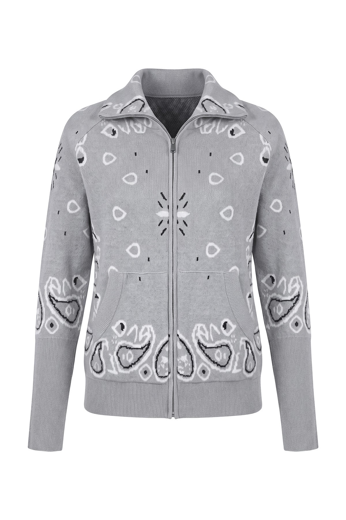 Women Grey Zip Up Cardigan Sweater| CicyBell