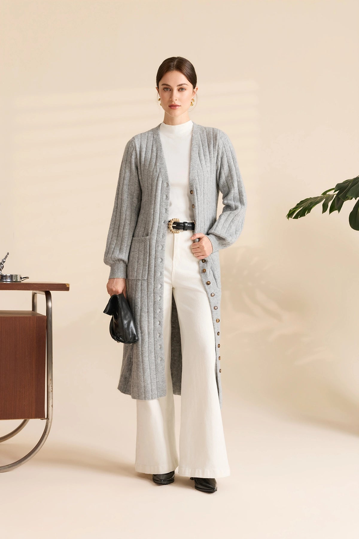 Womens Grey Long Cardigan Sweaters | CicyBell
