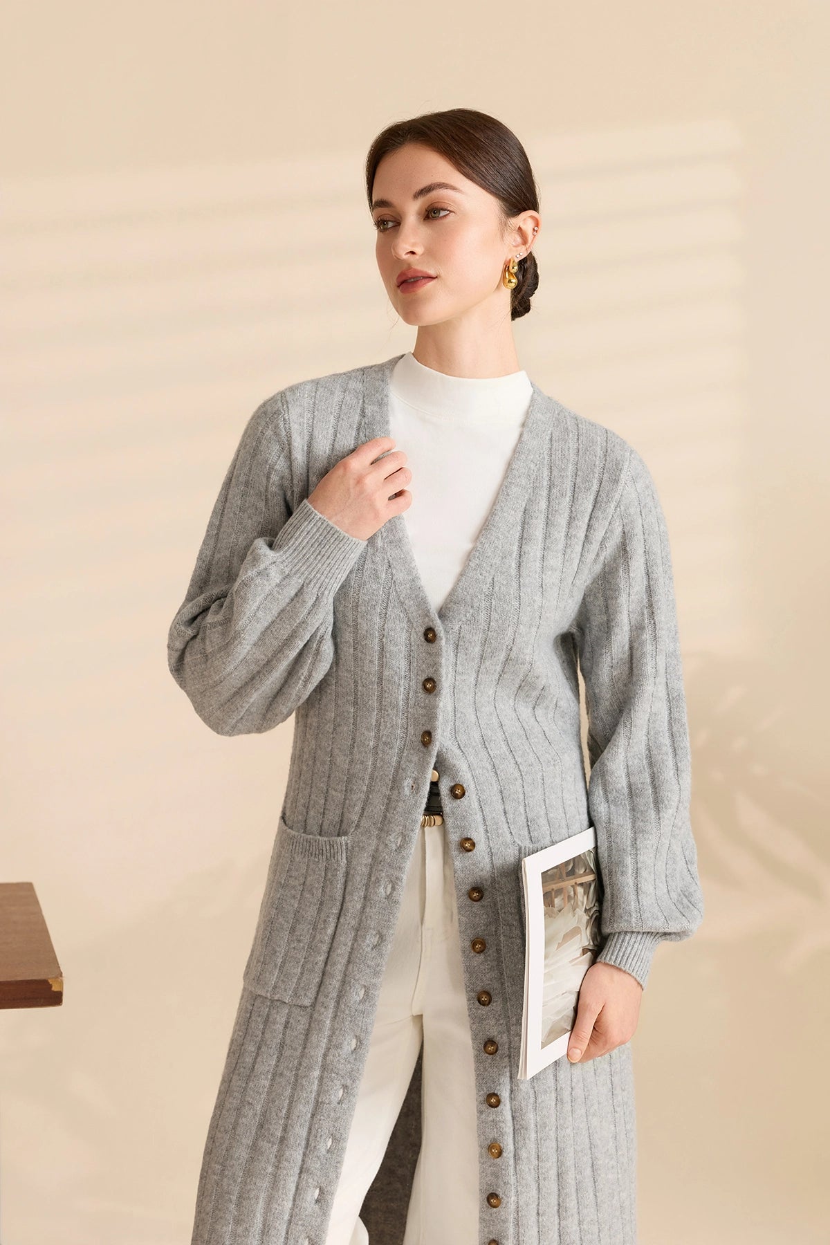 Womens Grey Long Cardigan Sweaters | CicyBell