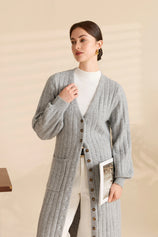 Womens Grey Long Cardigan Sweaters | CicyBell