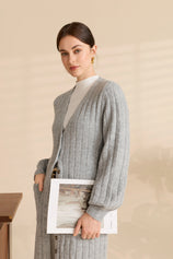 Womens Grey Long Cardigan Sweaters | CicyBell