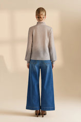 Womens Grey Puff Cardigan Sweaters| CicyBell