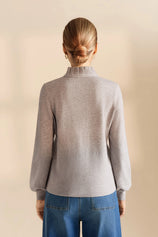Womens Grey Puff Cardigan Sweaters| CicyBell