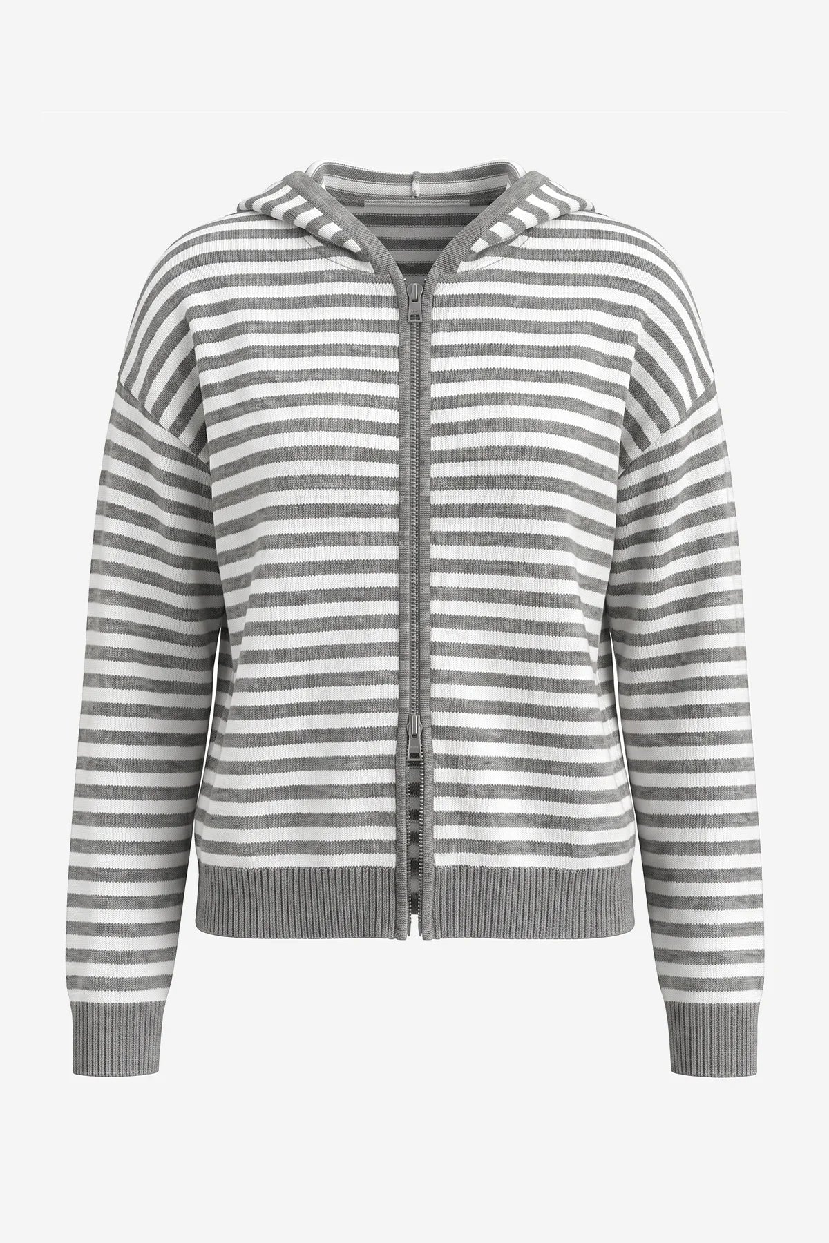 Womens Grey Striped Cardigan Sweaters | CicyBell