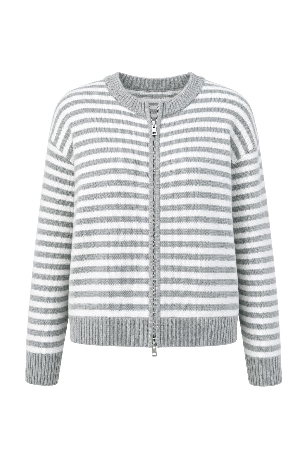 Womens Grey Striped Cardigan Sweaters | CicyBell