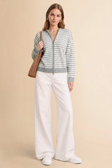 Womens Grey Striped Cardigan Sweaters | CicyBell