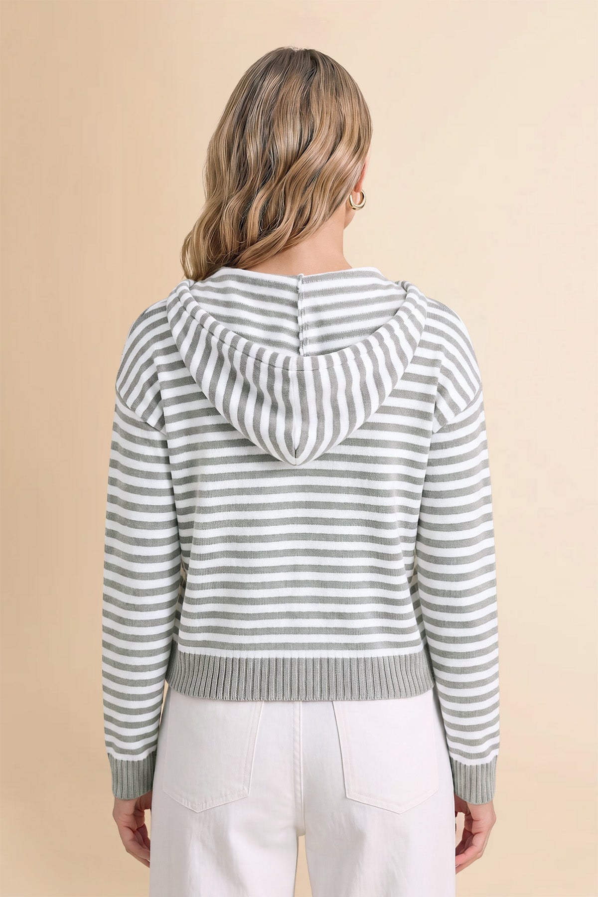 Womens Grey Striped Cardigan Sweaters | CicyBell