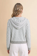 Womens Grey Striped Cardigan Sweaters | CicyBell