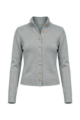 Womens Grey Stand Collar Knit Cardigan | CicyBell