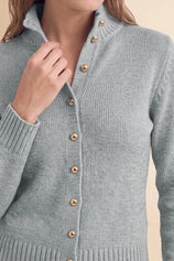 Womens Grey Stand Collar Knit Cardigan | CicyBell