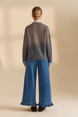 Womens Grey Ruffle Long Sleeve Sweater| CicyBell