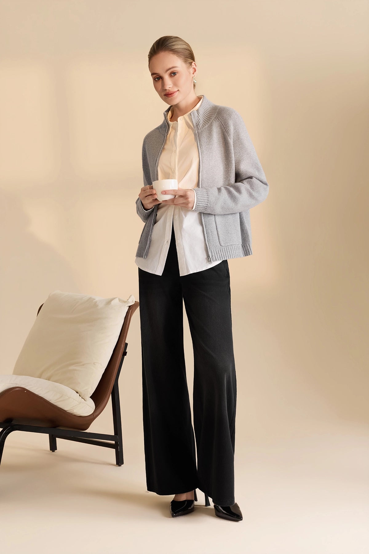 Womens Grey Chunky Cardigan Sweaters | CicyBell