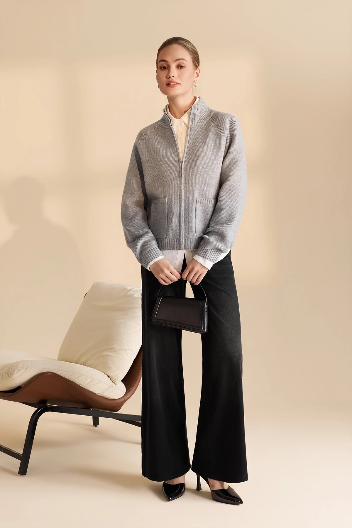 Womens Grey Chunky Cardigan Sweaters | CicyBell