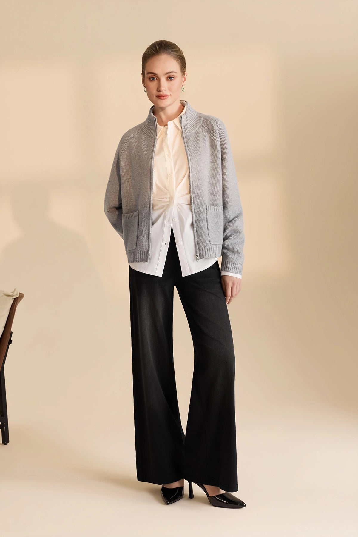Womens Grey Chunky Cardigan Sweaters | CicyBell