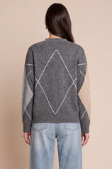Women Grey Plaid Color Block Cardigan | CicyBell