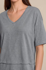 Womens Grey Summer V Neck T Shirts | CicyBell