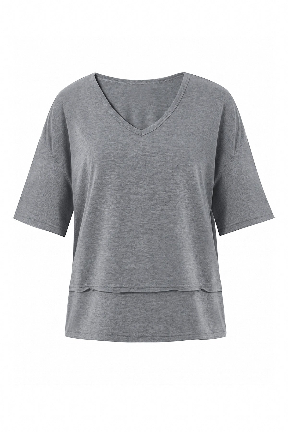 Womens Grey Summer V Neck T Shirts | CicyBell