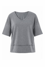 Womens Grey Summer V Neck T Shirts | CicyBell