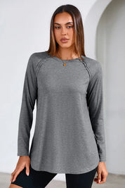 Cicy Bell Grey Long Sleeve Tunic Tops