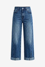 Womens Jean Blue Cropped High Waisted Jeans | CicyBell