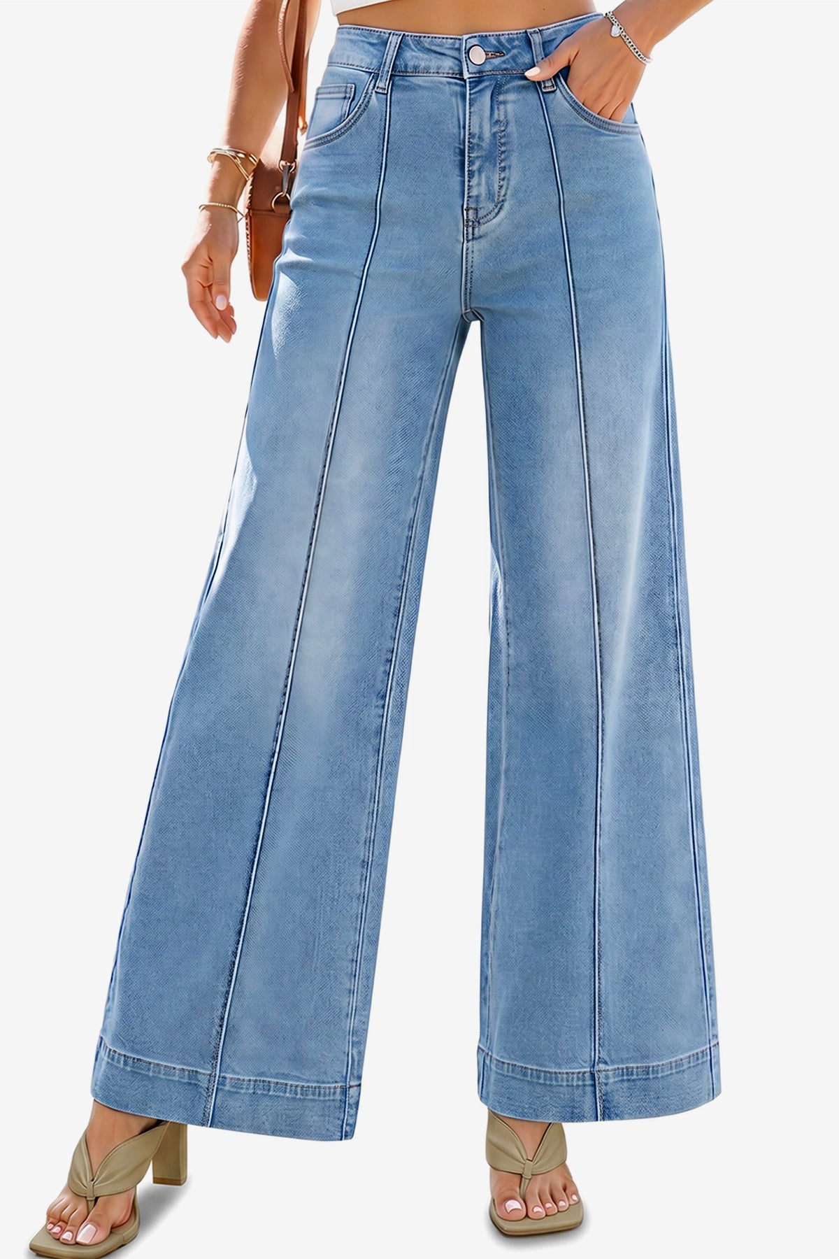 Womens Jean Blue Baggy Wide Leg Jeans | CicyBell