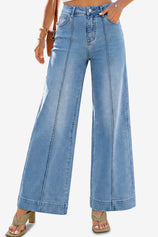 Womens Jean Blue Baggy Wide Leg Jeans | CicyBell