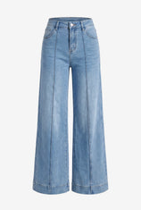 Womens Jean Blue Baggy Wide Leg Jeans | CicyBell