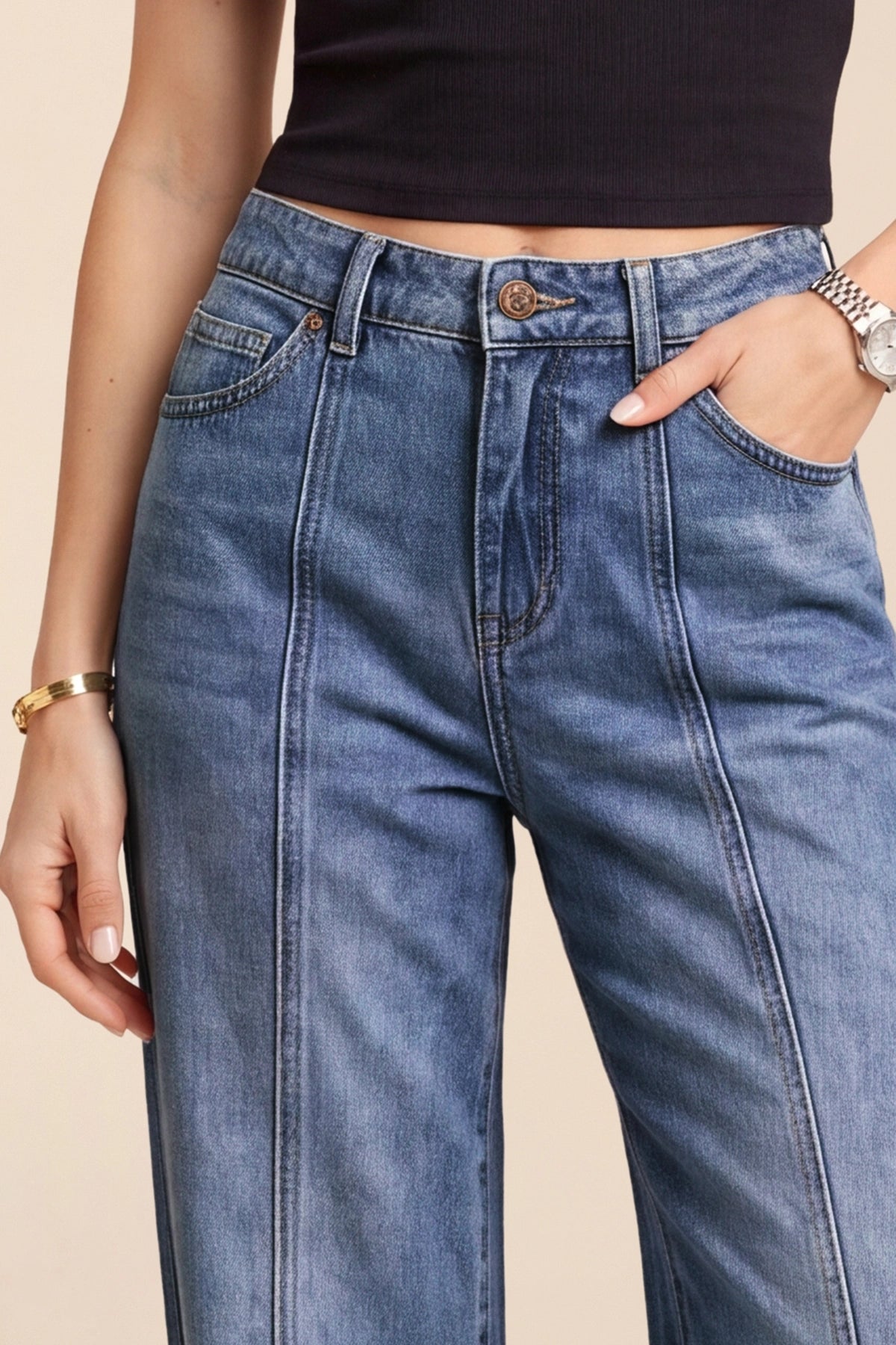 Womens Jean Blue High Waisted Baggy Jeans | CicyBell