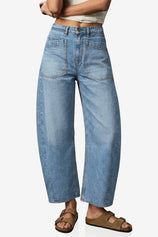 Womens Jean Blue Baggy Barrel Jeans | CicyBell