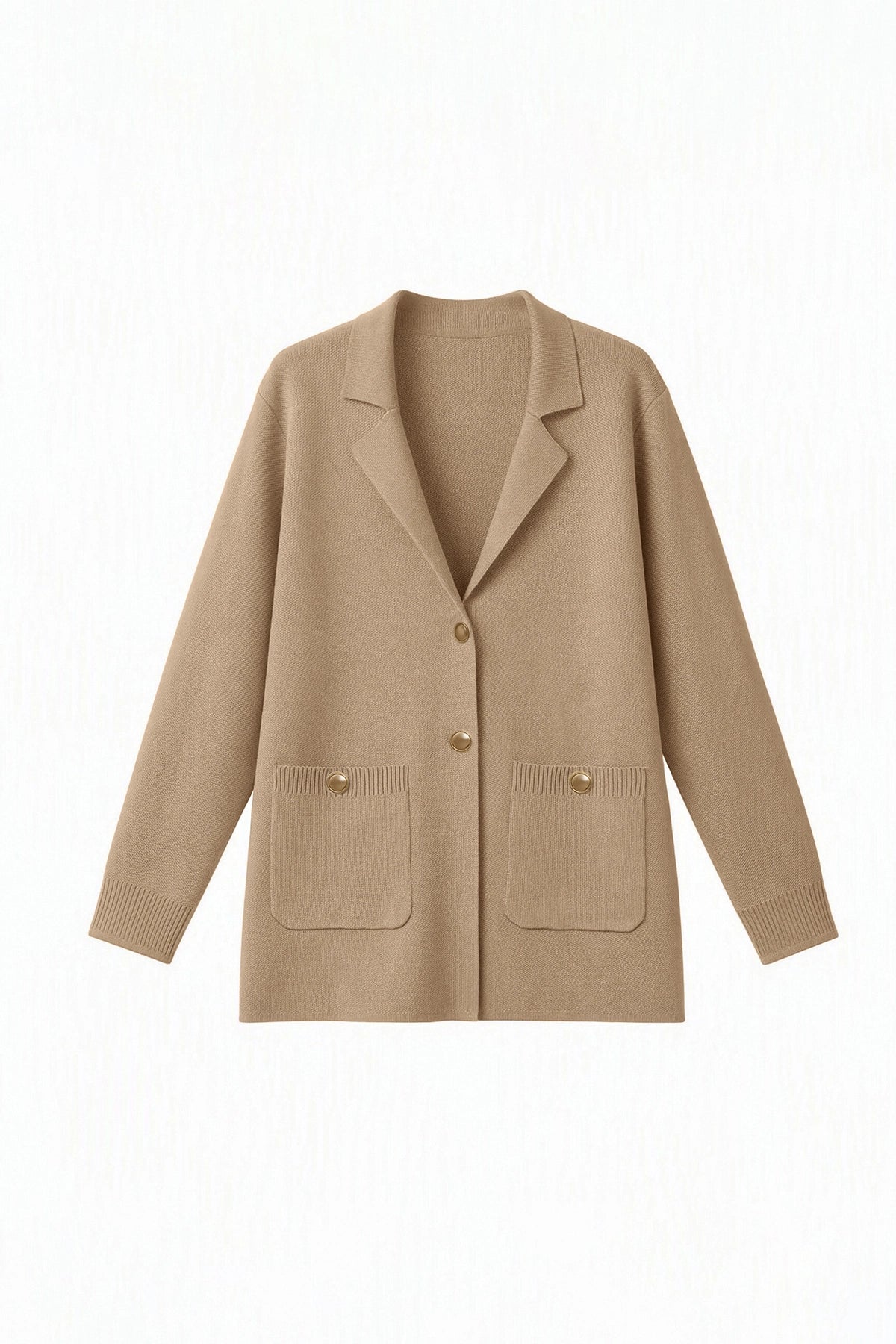 Womens Khaki Long Sleeve Sweater Blazer | CicyBell