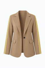 Womens Khaki Color Block Blazer| CicyBell