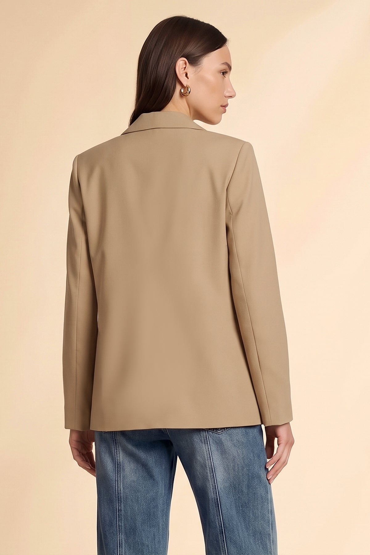 Womens Khaki Color Block Blazer| CicyBell