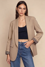 Womens Khaki  Business Casual Blazer | CicyBell