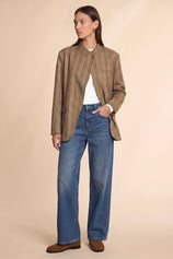 Womens Khaki Professional Plaid Blazer | CicyBell