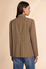 Womens Khaki Professional Plaid Blazer | CicyBell