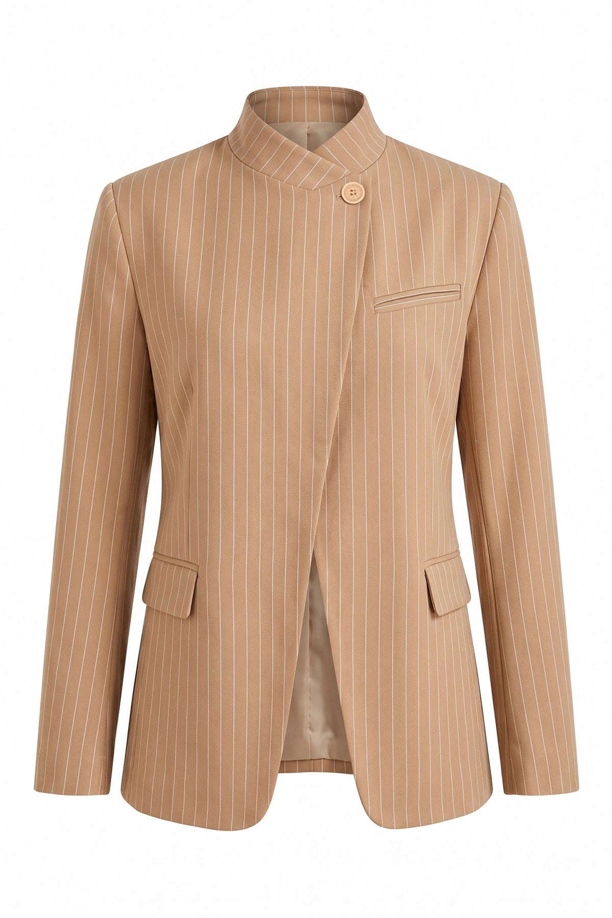 Womens Khaki Professional Striped Blazer | CicyBell