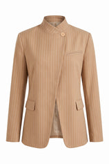 Womens Khaki Professional Striped Blazer | CicyBell