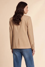 Womens Khaki Professional Striped Blazer | CicyBell