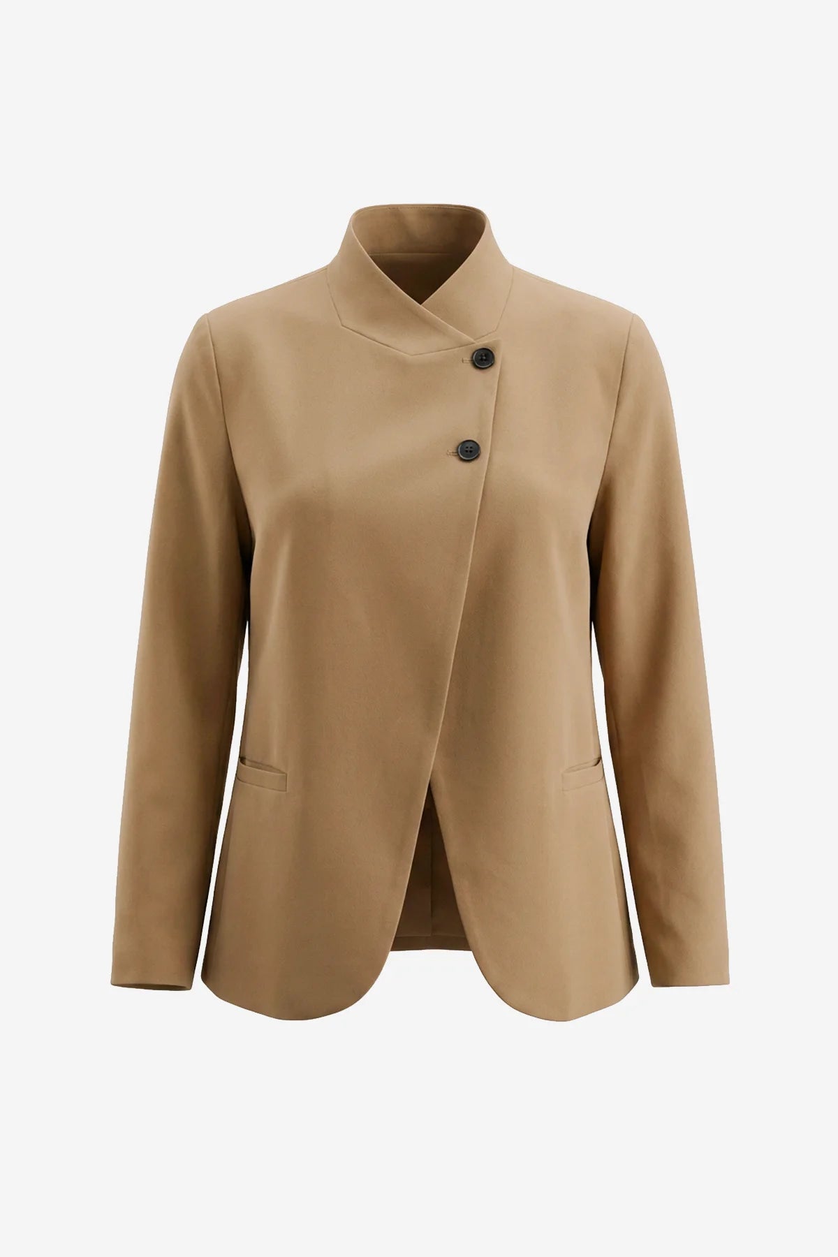 Womens Khaki Casual Stand Collar Blazer | CicyBell