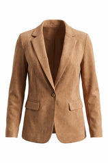 Womens Khaki Faux Suede Blazers| CicyBell