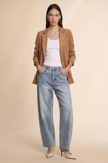 Womens Khaki Faux Suede Blazers| CicyBell