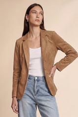 Womens Khaki Faux Suede Blazers| CicyBell