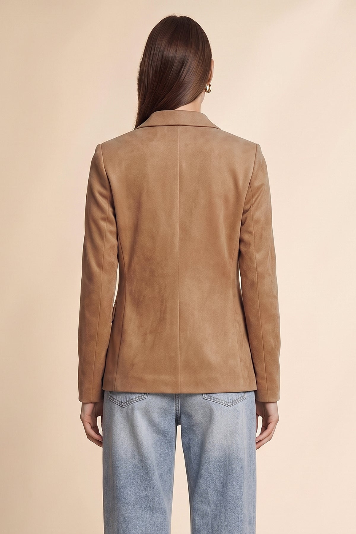 Womens Khaki Faux Suede Blazers| CicyBell