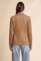 Womens Khaki Faux Suede Blazers| CicyBell