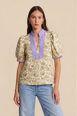 Womens Khaki Puff Sleeve Blouses | CicyBell