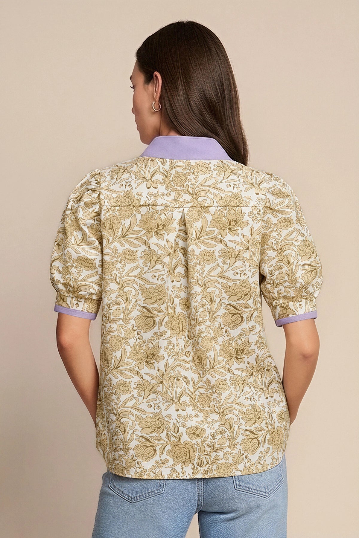 Womens Khaki Puff Sleeve Blouses | CicyBell