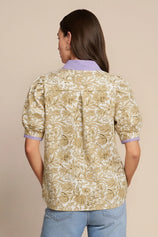 Womens Khaki Puff Sleeve Blouses | CicyBell